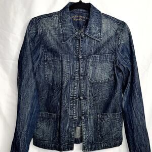 Lauren Jeans Co Womens Size Small Denim Knot Button Pocket Jean Jacket